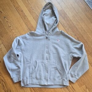 Champion Light Gray Full-Zip Hoodie with Hood